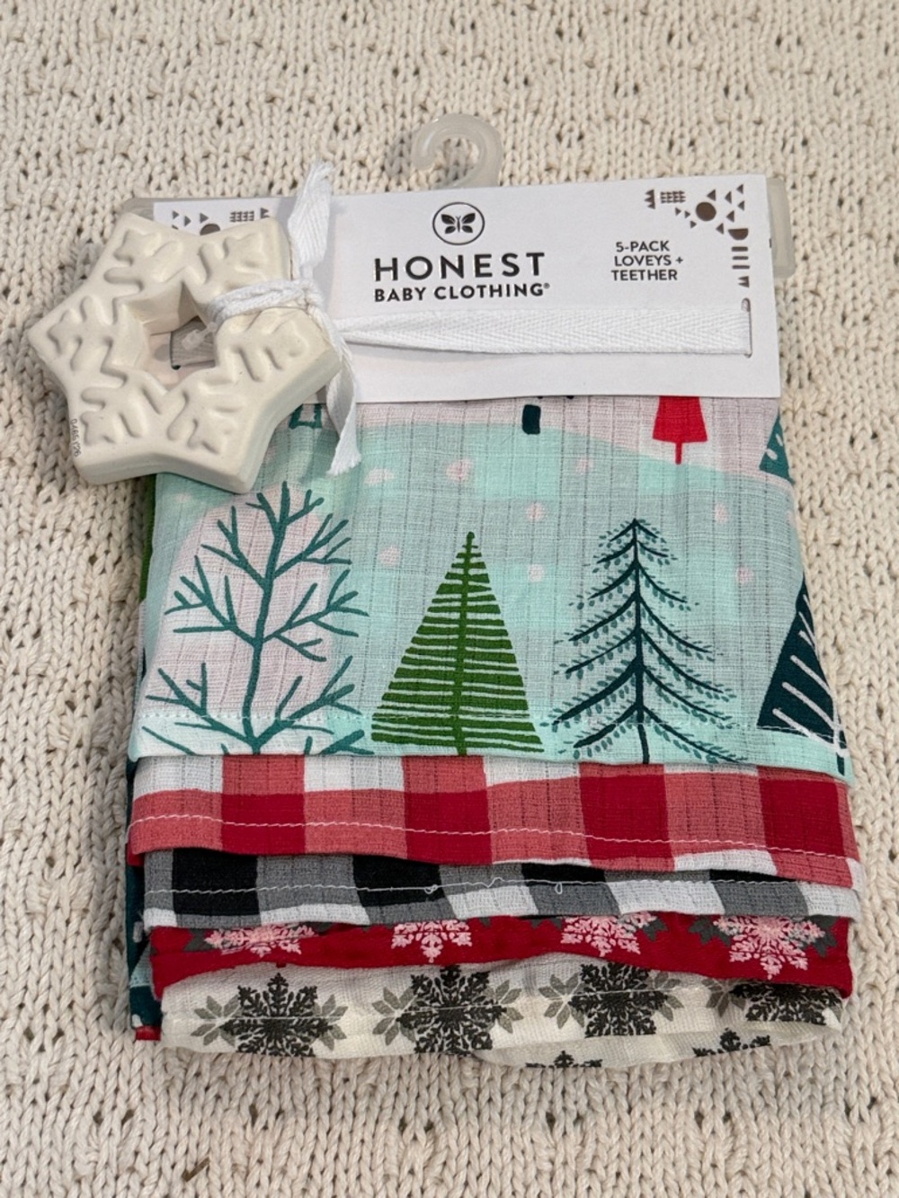 The Honest Company Baby Loveys & Teether - Mint, Red, Green, White, Black